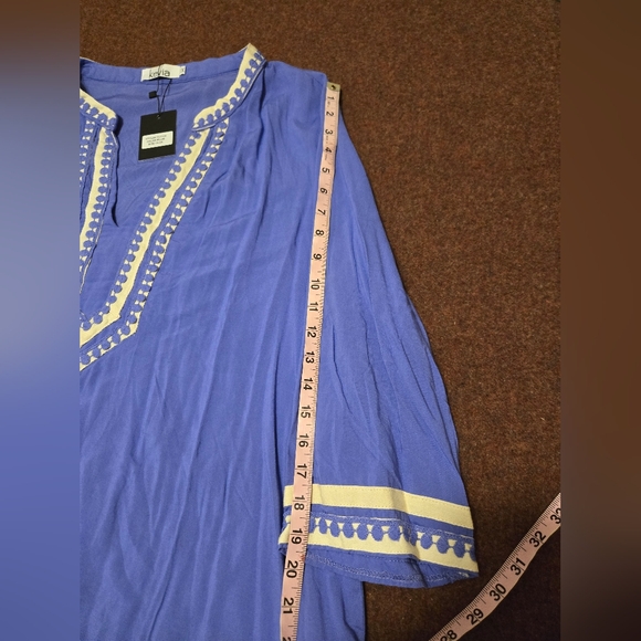 New! Kevia Tunic Blouse 1x-2x Plum And Cream Beautifully Made Light Purple - Picture 8 of 13
